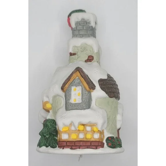 Vtg Christmas Village House Bell 5" Porcelain Decorative Holiday Mantle Decor - Picture 4 of 6